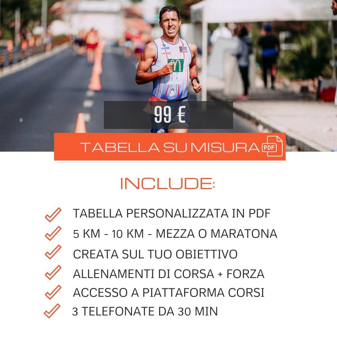 Tabella su misura e personalizzata dai 5 km alla maratona