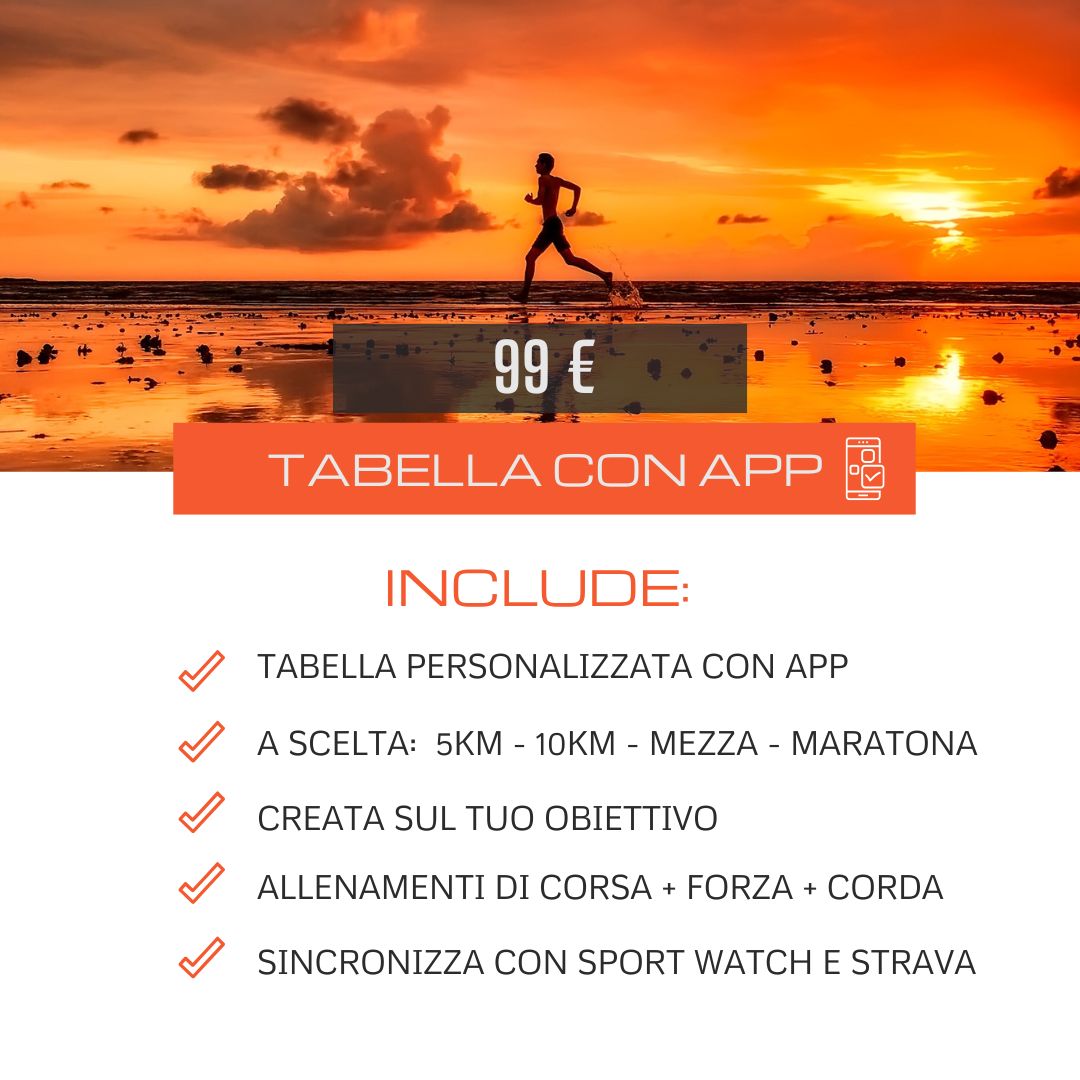 Tabella su misura e personalizzata dai 5 km alla maratona