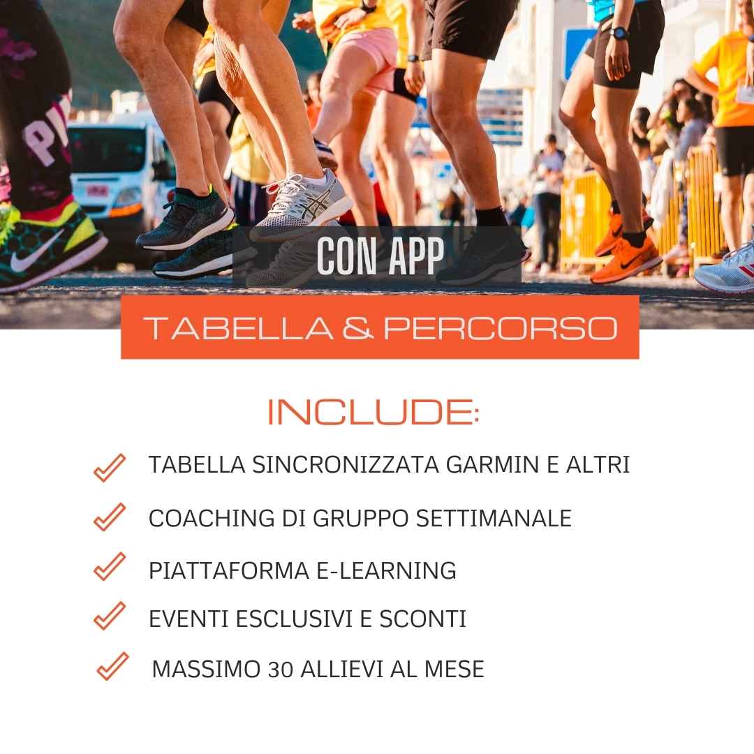 Tabella su APP con Corso Settimanale in Live incluso