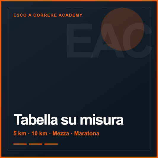 Tabella su misura — 5 km · 10 km · Mezza · Maratona | Esco a Correre Academy