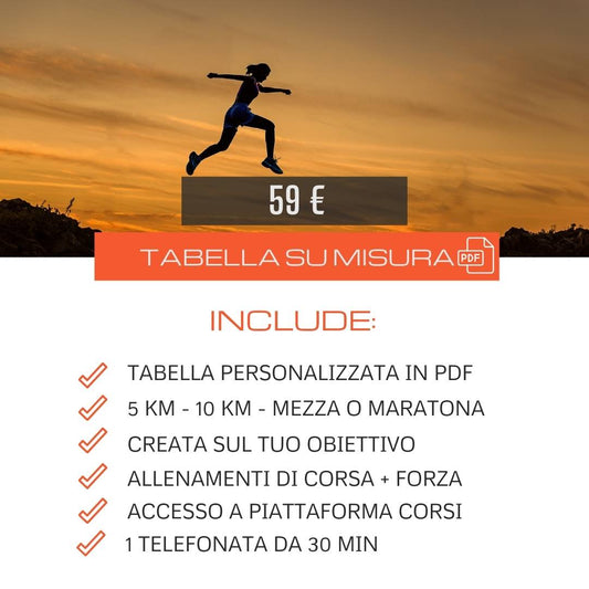 Tabella su misura e personalizzata dai 5 km alla maratona (PDF)